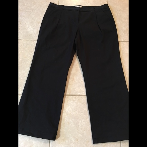 Lands’end Black Wider Leg Pants Pockets Pleats - Picture 1 of 8